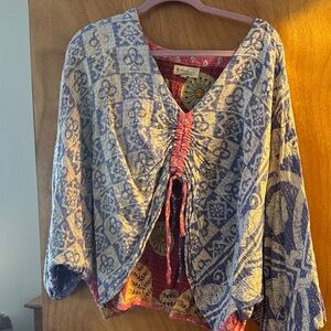 Bohemian Blue and Red Patterned Top